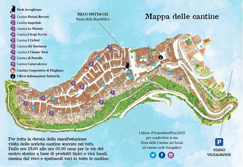 Mappa delle Cantine Settembre Di Vino 2019 a Pitigliano - Festa della Cantine