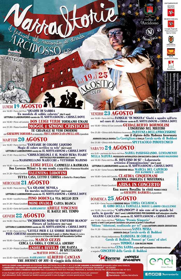 Programma Narrastorie il Festival del Racconto di Strada ad Arcidosso 2019 - Simone Cristicchi