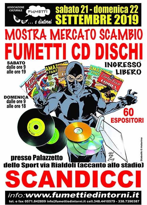 Manifesto Mostra Mercato Fumetti CD Dischi a Scandicci - Settembre 2019