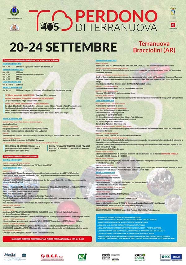 Programma Festa del Perdono Terranuova Bracciolini 2019