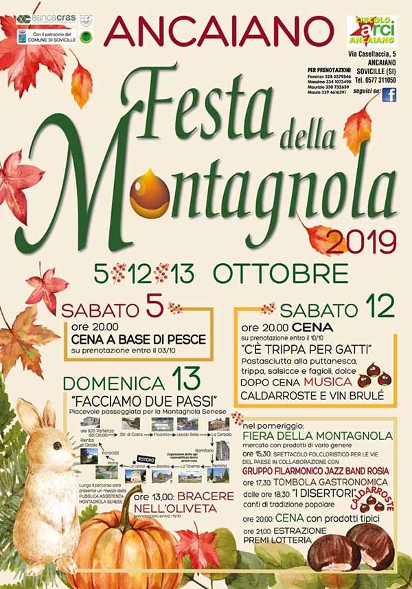 Programma Festa della Montagnola 2019 Ancaiano Sovicille