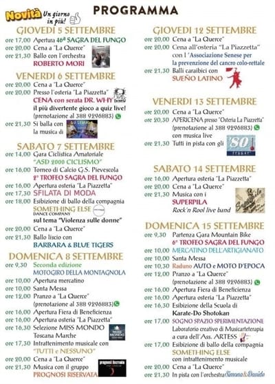 Programma Sagra Pievescola 2019