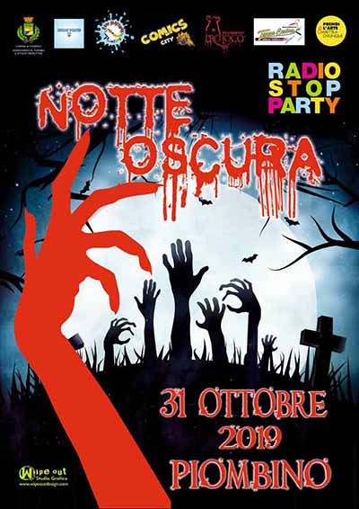 Manifesto Notte Oscura 2019 la Festa di Halloween a Piobino - 31 Ottobre 2019