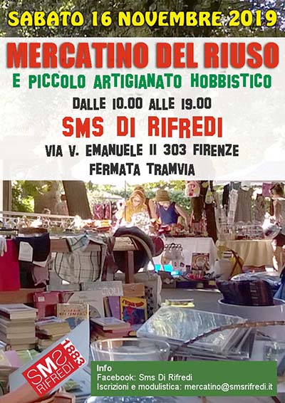 Locandina Mercatino del Riuso a Firenze Rifredi - 16 Novembre 2019