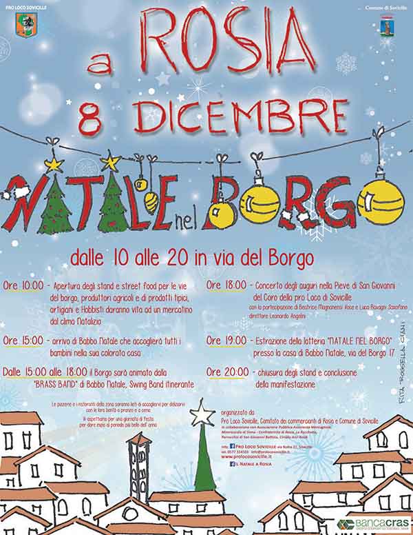 Manifesto Natale nel Borgo a Rosia Sovicille - 8 Dicembre 2019