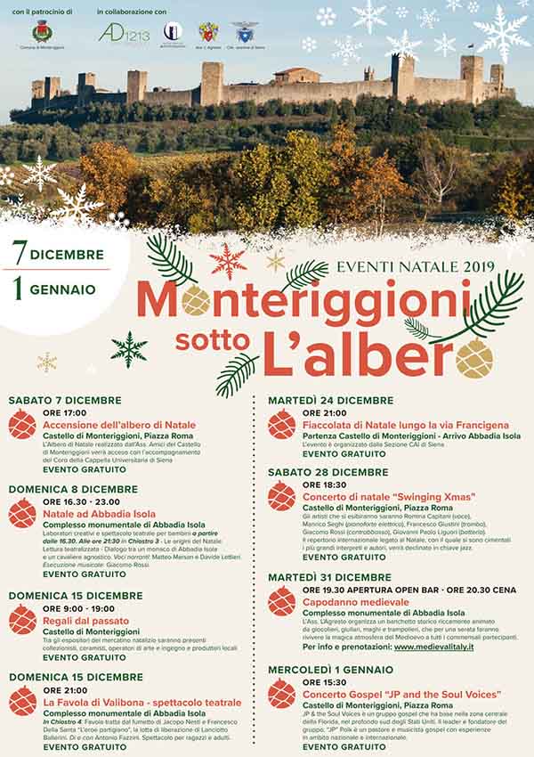 Manifesto Programma Natale a Monteriggioni 2019 - Monteriggioni sotto l'Albero