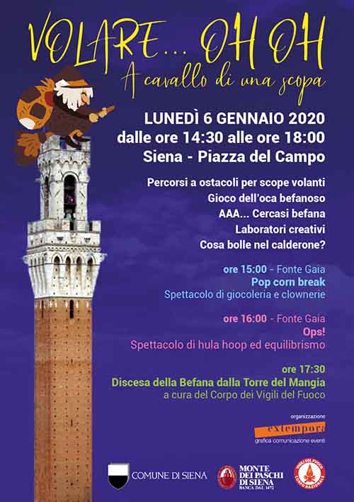 Manifesto Befana in Piazza del Campo a Siena 2020