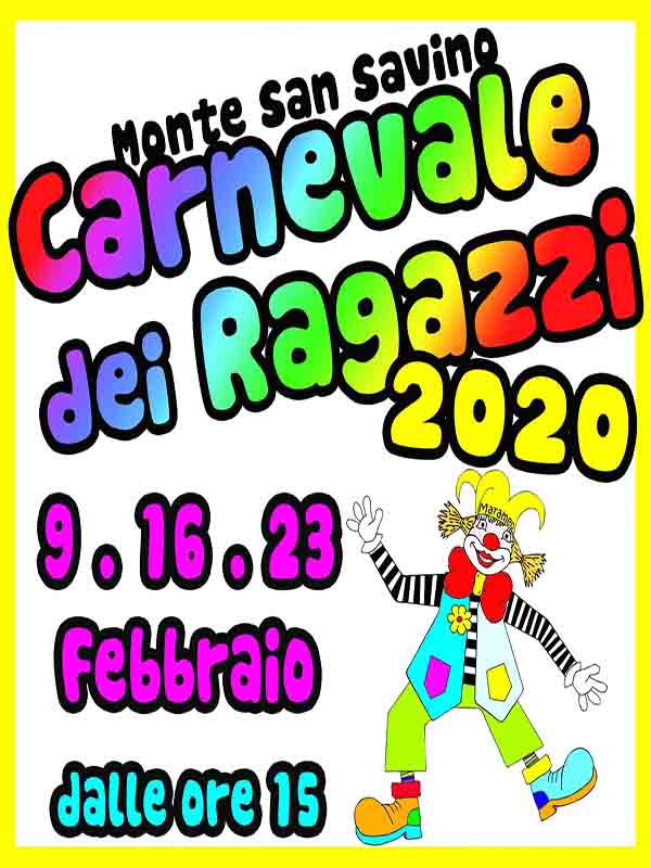 Manifesto Carnevale dei Ragazzi a Monte San Savino 2020