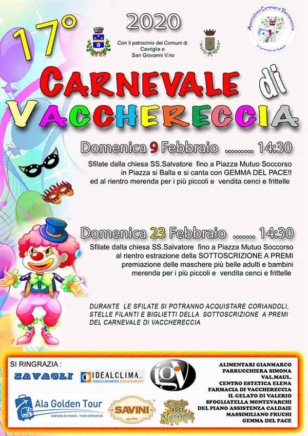 Manifesto Carnevale di Vacchereccia 2020 - San Giovanni Valdarno e Cavriglia