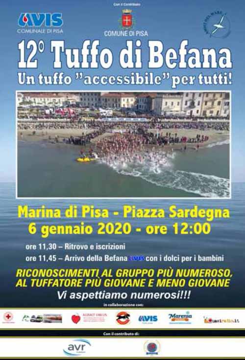Manifesto Tuffo della Befana 2020 a Marina di Pisa