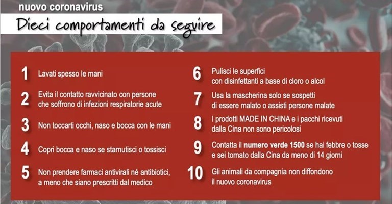 10 regole per combattere la diffusione del Coronavirus