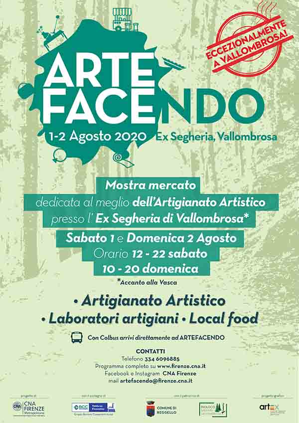 Locandina Artefacendo a Vallombrosa Reggello 1-2 Agosto 2020