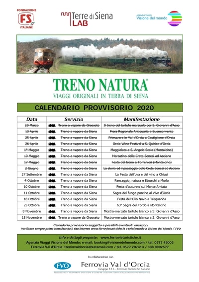 Calendario Treno Natura 2020