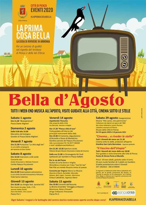 Manifesto Eventi Agosto a Pienza 2020 - Bella Agosto