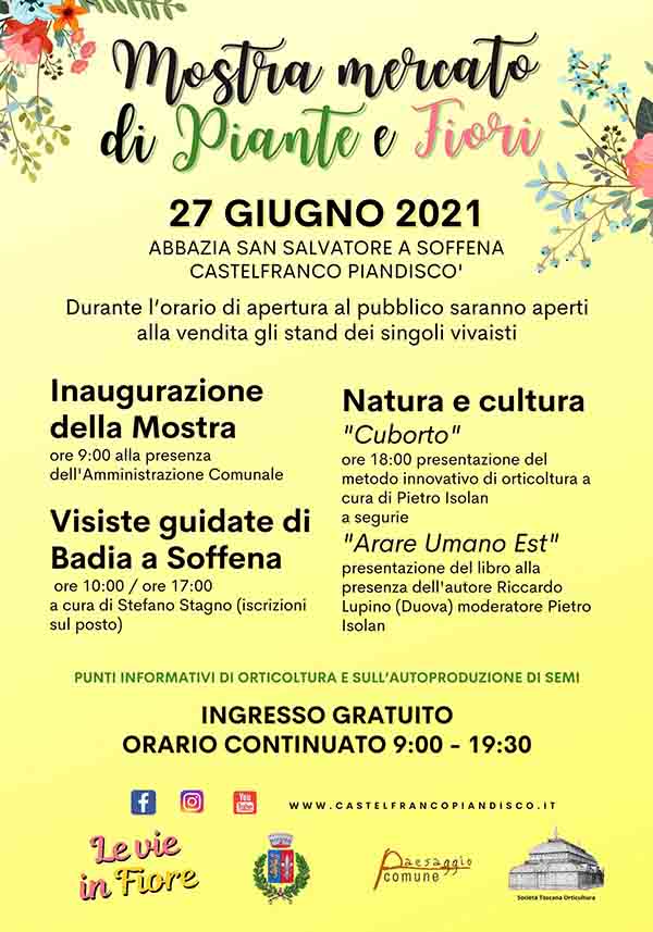 Manifesta Mostra Mercato di Piante e Fiori a Castelfranco Piandiscò Giugno 2021