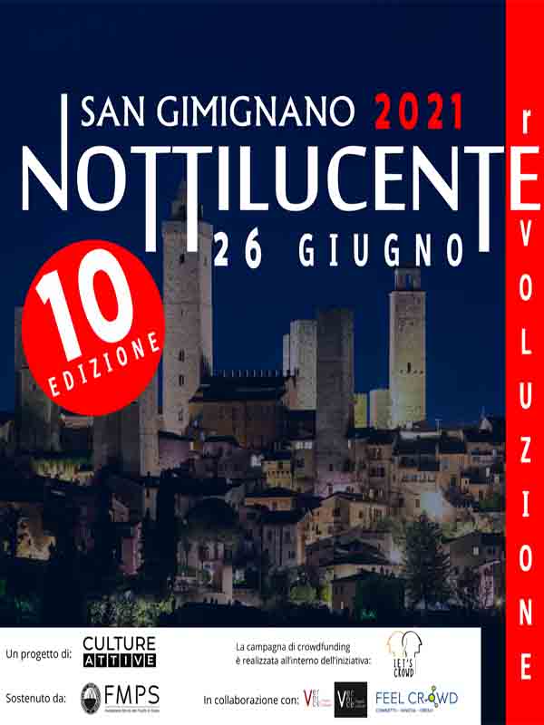 Manifesto Notte Bianca a San Gimignano Sabato 26 Giugno 2021