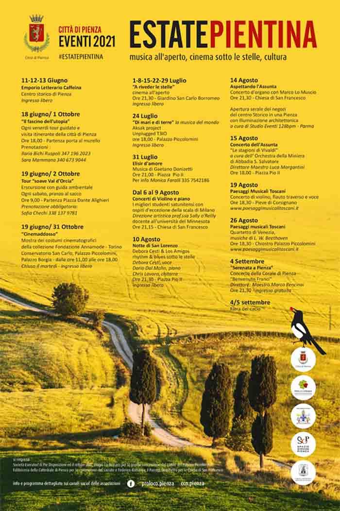 Manifesto Programma Eventi a Pienza Estate 2021