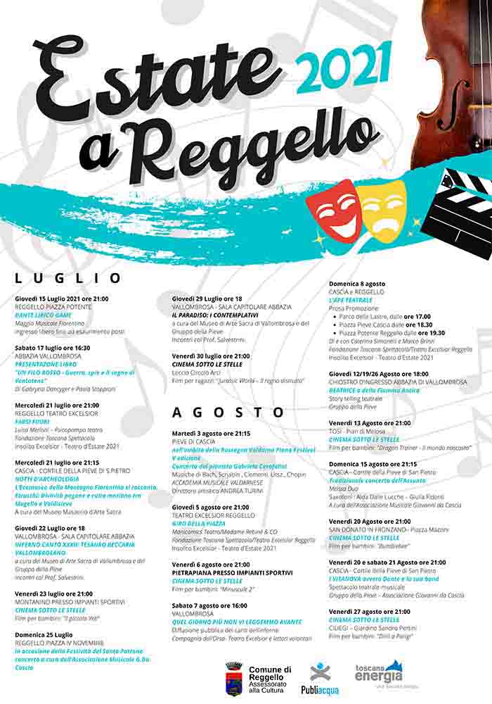 Programma Eventi a Reggello Estate 2021 Luglio e Agosto