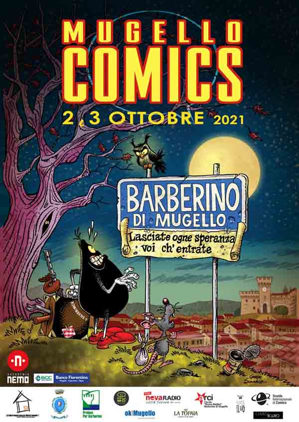 Manifesto Mugello Comics 2021 a Barberino del Mugello 2-3 Ottobre