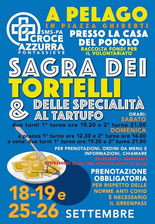 Manifesto Sagra dei Tortelli e delle specialità al Tartufo 2021 a Pelago - Settembre