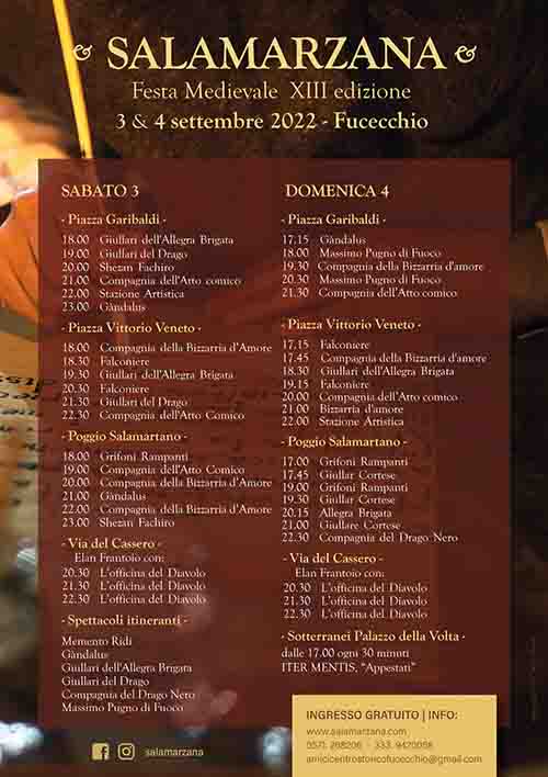 Programma Salamarzana Festa Medievale 2022 a Fucecchio 3-4 Settembre